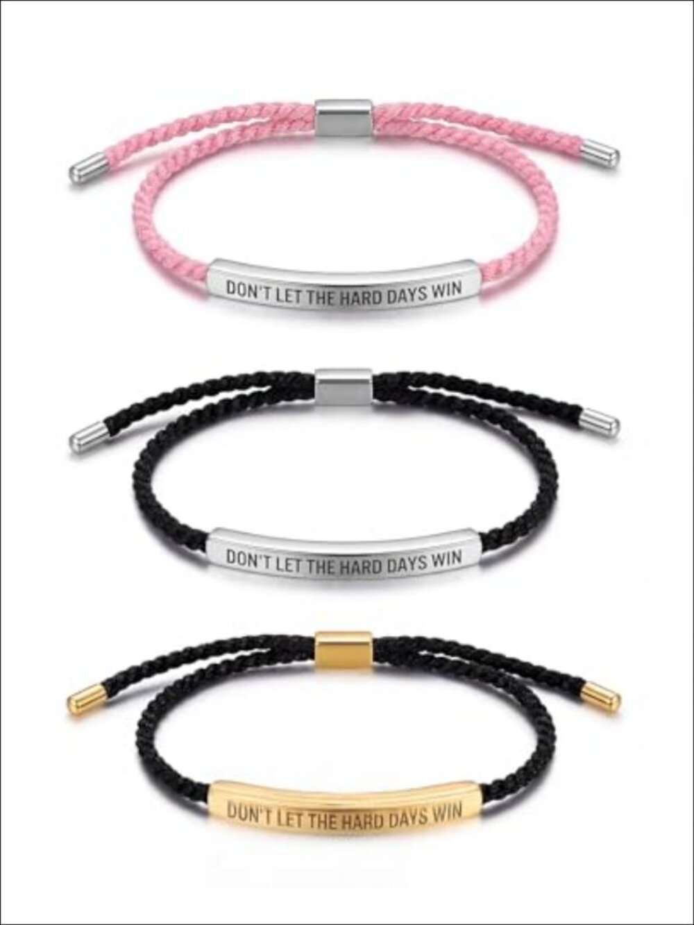 Stainless Steel Handmade Adjustable Wrap Bracelet Set Motivational Engraved